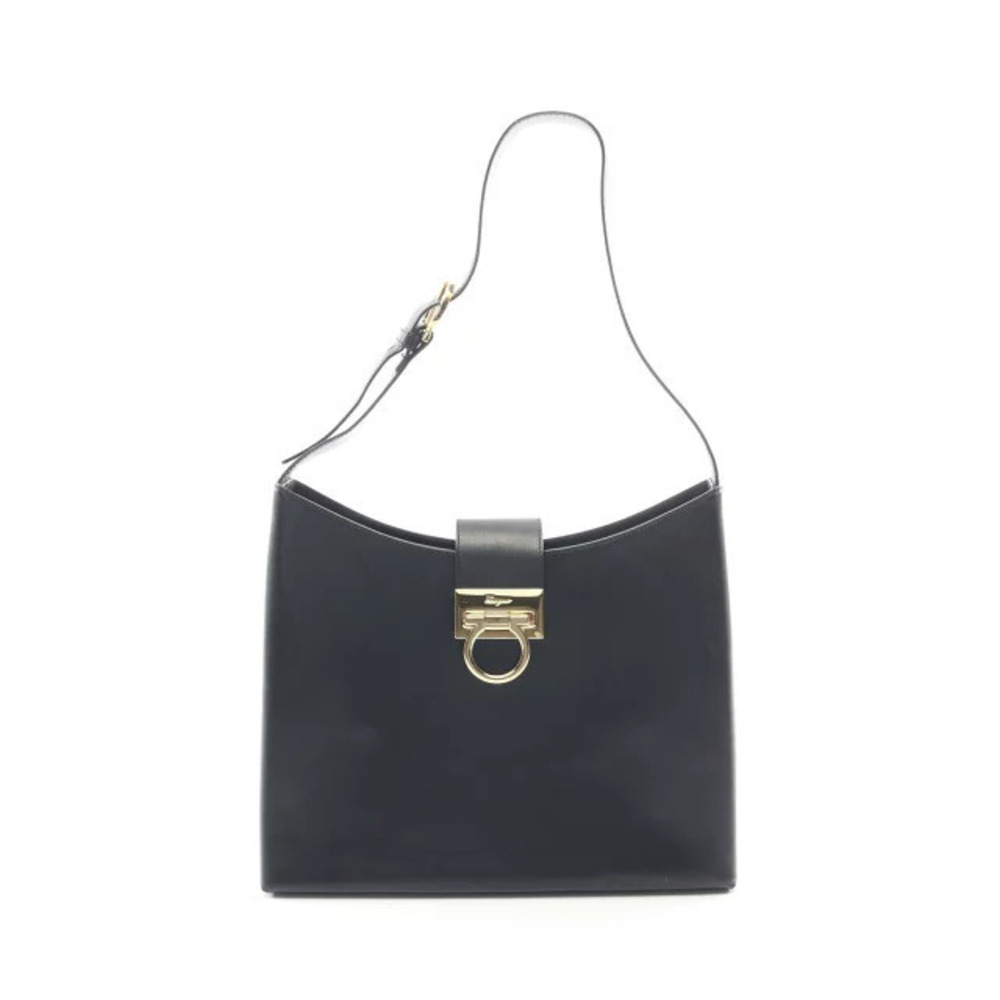 Salvatore Ferragamo Gancini Shoulder Bag Leather Black